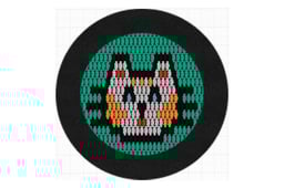 Trampolines with graphics on the mat